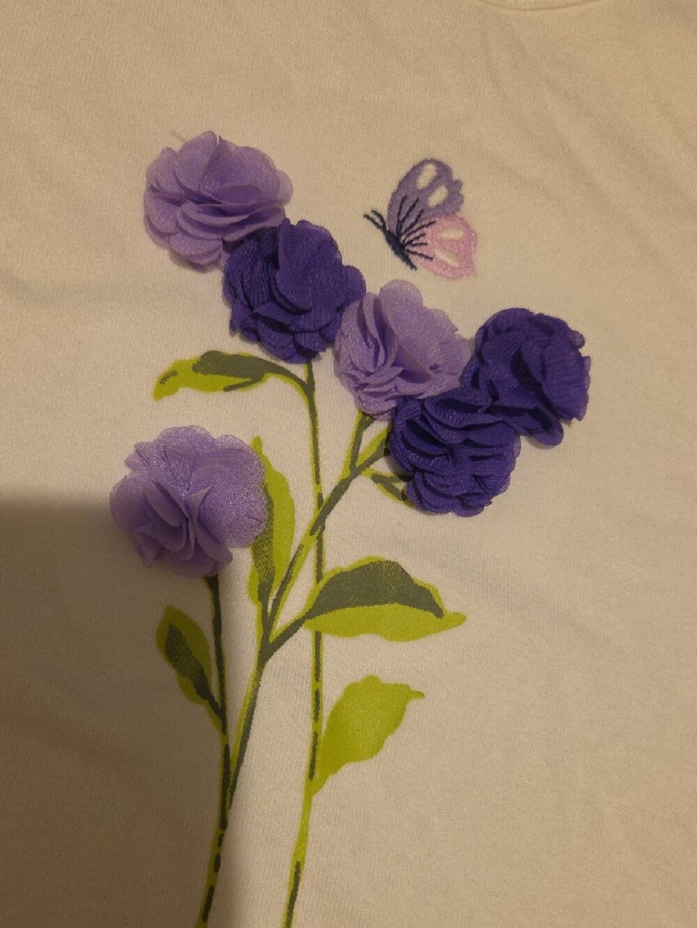 Gymboree Cream Tee with Purple Floral Applique - Picture 2 of 8